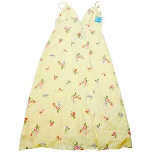 Forever 21 Floral Lace Slip Dress Large Yellow Sunny Spot Collection Flowers New